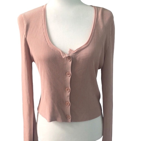 ZARA Rib Knit Cardigan Sweater Size Large NWT - Picture 2 of 10